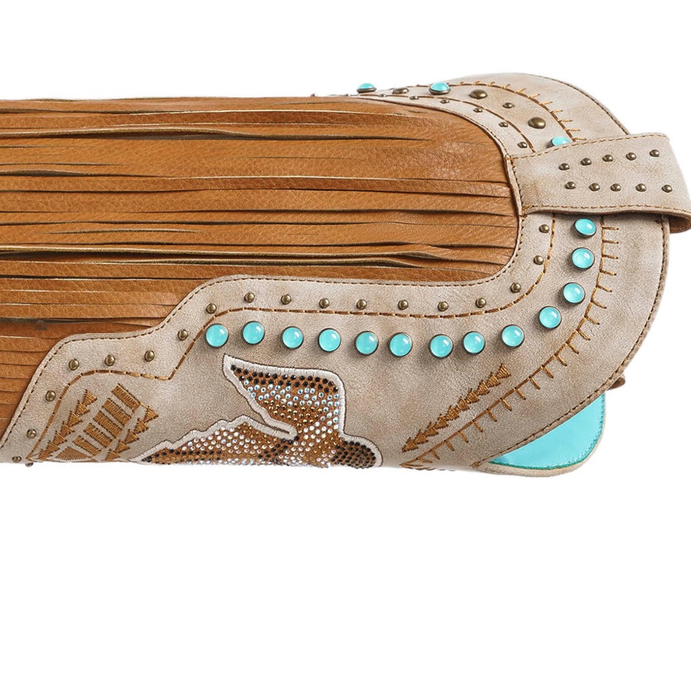 Fringe Western Boots with Turquoise Accents
